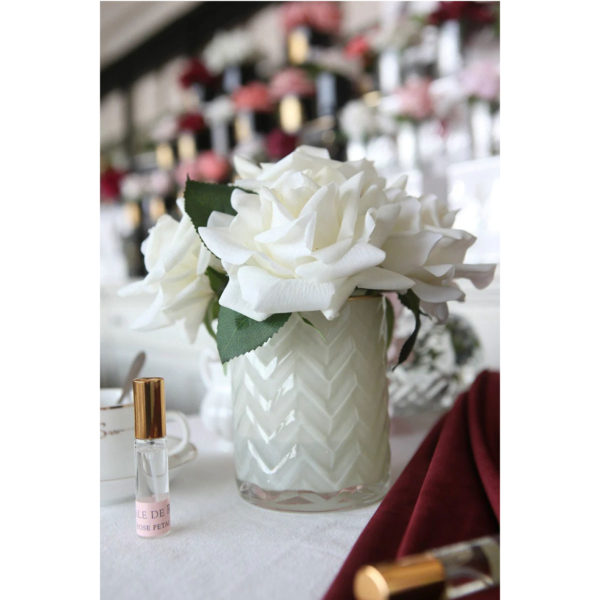 Rose avorio in vaso a spina color Champagne  con 2 profumazioni spray da 10 ml - immagine 2