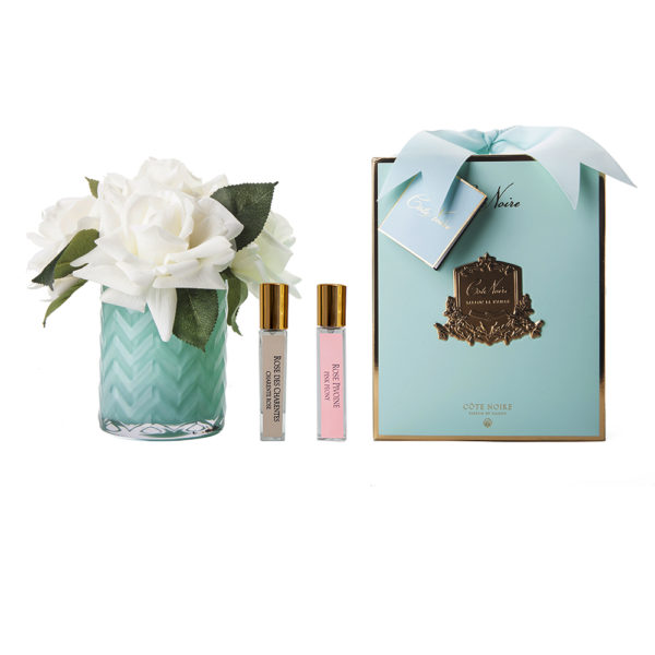 Rose Bianche in vaso Tiffany a spina con 2 profumazioni spray - immagine 2