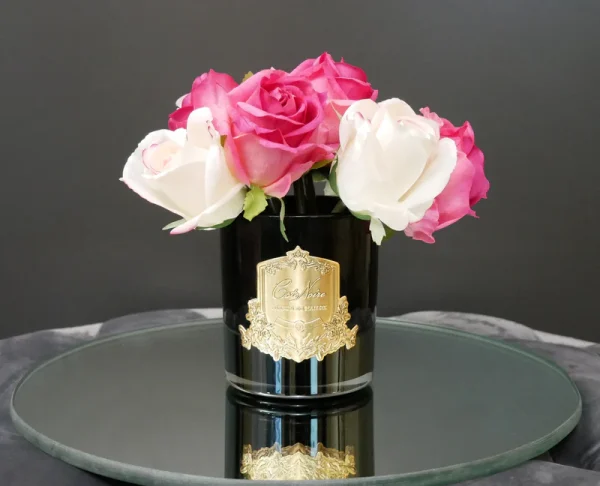 Bouquet di 9 Rose Magenta & Blush, contenitore nero