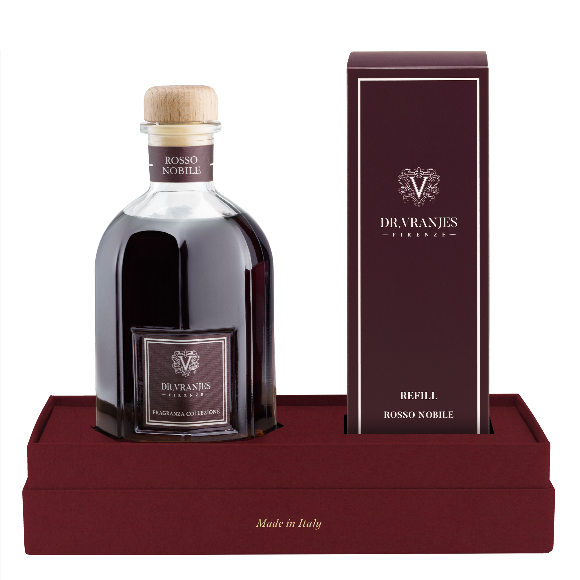 Gift Box Rosso Nobile 500 ml con bamboo + ricarica 500 ml Rosso